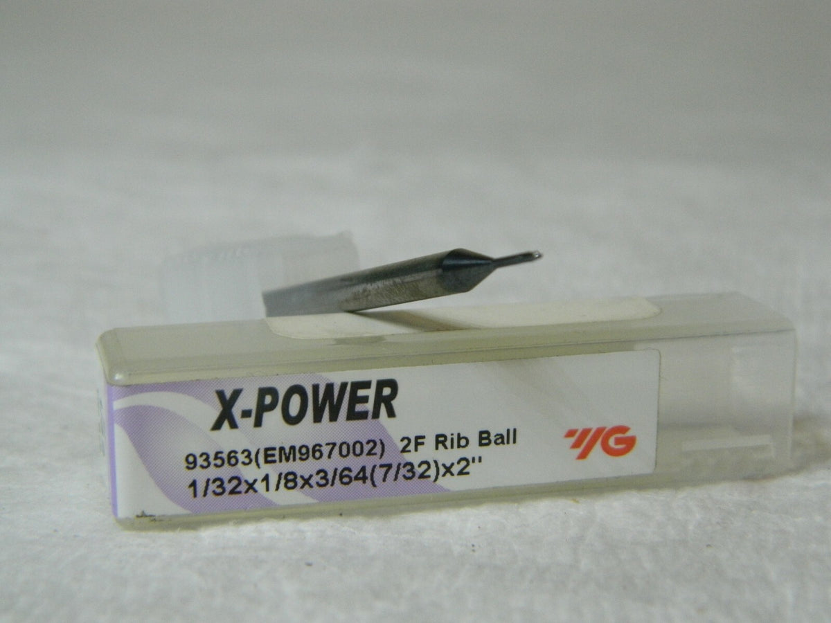 YG X-Power End Mill 1/32 x 1/8 x 3/64 x 7/32 x 2" 2FL 93563