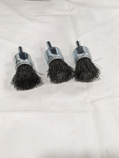WEILER End Brushes: 3/4" Dia, Steel, Crimped Wire 22,000 Max RPM Qty 3 9037