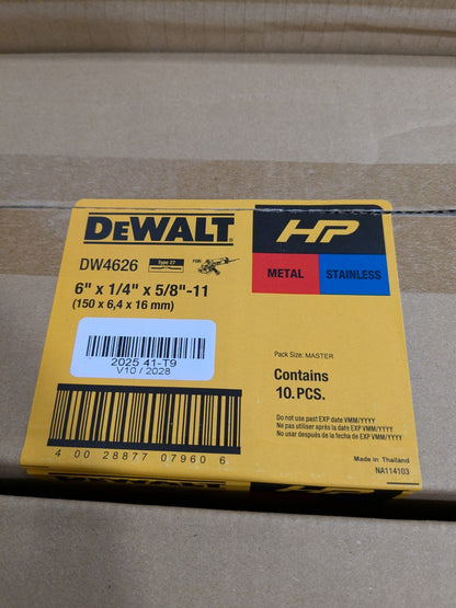 DeWALT Depressed-Center Wheel: 6" Dia, 1/4" Thick, 5/8-11 Hole Qty 10 DW4626