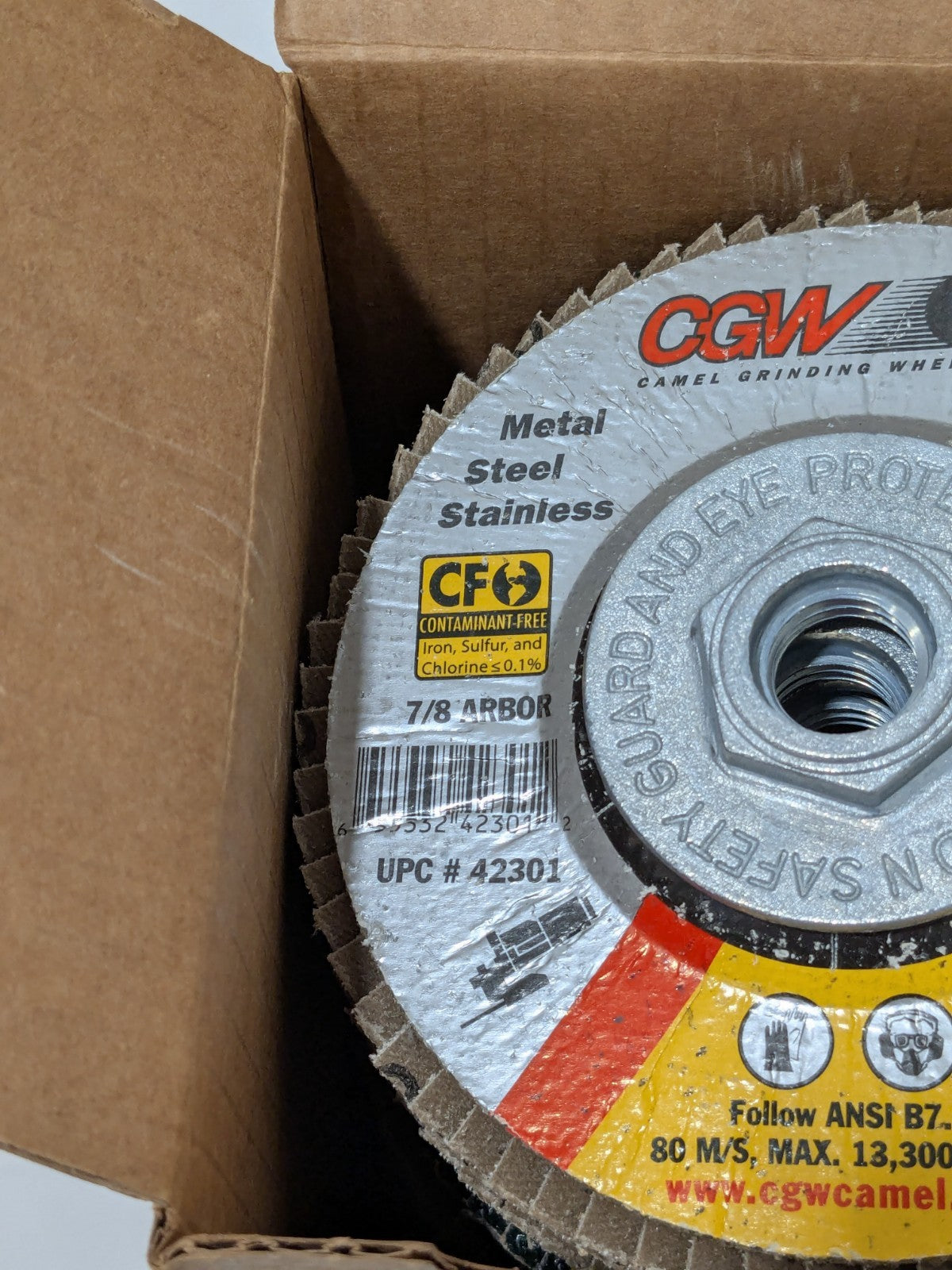 CGW Flap Disc: 4-1/2" Dia, 36 Grit, Zirconia Alumina, Type 27 Box of 10 42311