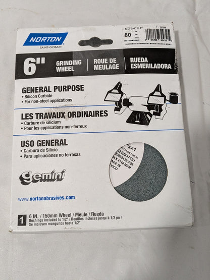 Norton Bench & Pedestal Grinding Wheel 6" Dia, 3/4" Thick, 1" Hole 66252837191