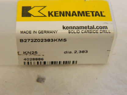 KENNAMETAL Extra Length Drill Bit: 0.0938" Dia 135 ° Point, Solid Carbide 402888
