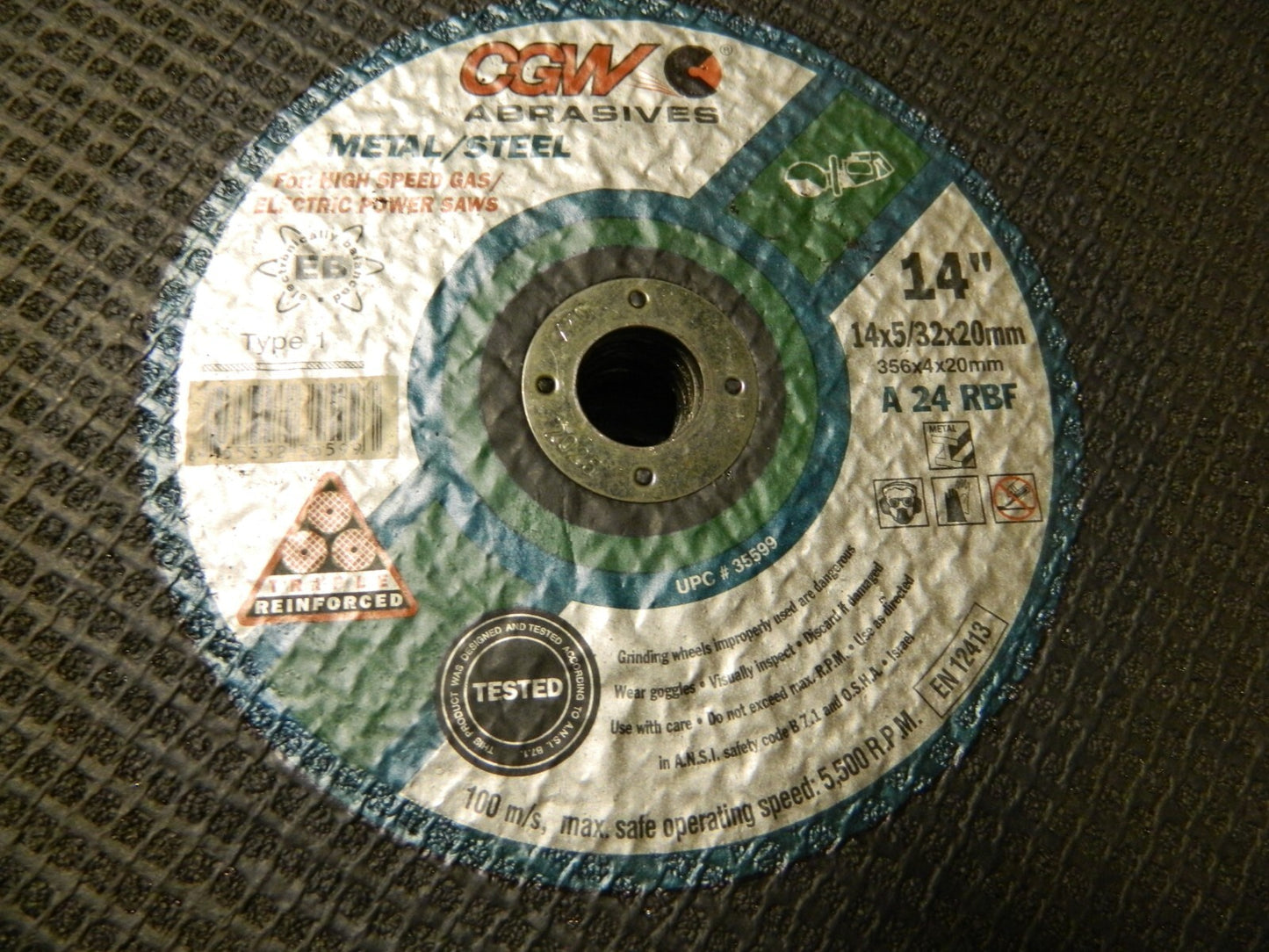 CGW Abrasives AO Cut-Off Wheel Type 1, 14 Dia, 5/32 Thick Qty 10 35599