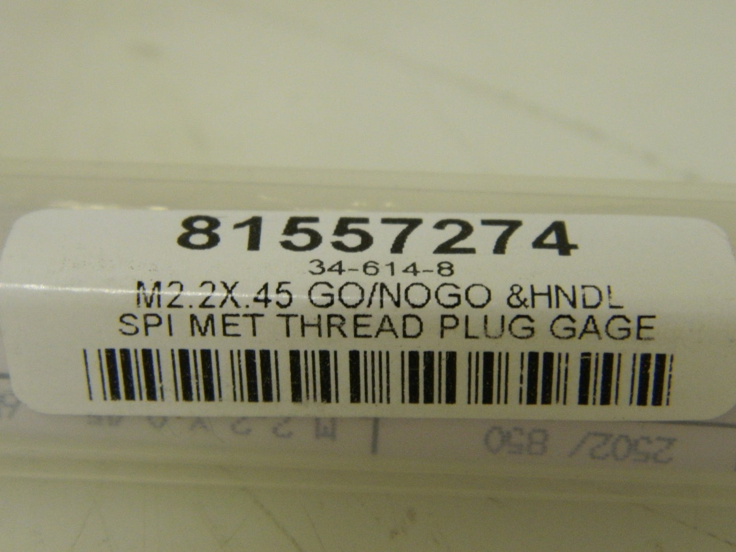 SPI Double End Plug Thread Go/No Go Gage M2.2x0.45 Class 6H 81557274