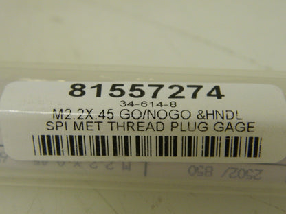 SPI Double End Plug Thread Go/No Go Gage M2.2x0.45 Class 6H 81557274