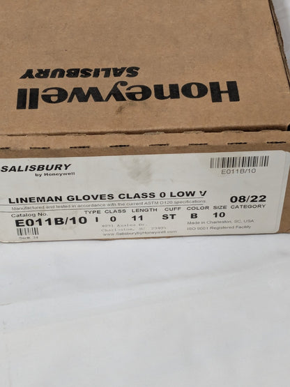 Salisbury Rubber Linesman Gloves: Class 0, 11" Long, SZ XL E011B/10