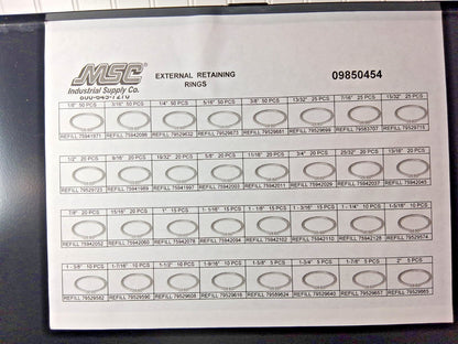 Snap External Retaining Ring Assortment 665 PCS 1/8 to 2" 09850454