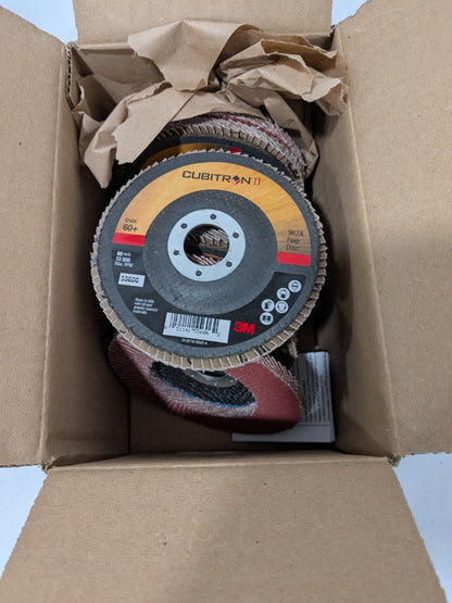 3M Flap Disc: 4-1/2" Dia, 7/8" Hole, 60 Grit, Type 27 Box of 10 7000148182