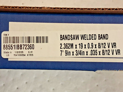 Irwin Blades Welded BandSaw Blades 7ft 9" Long x 3/4" W 8-12TPI 88551IBB72360