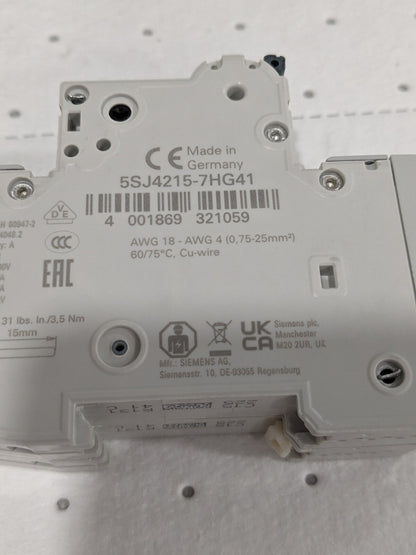 Siemens Sentron Miniature Circuit Breaker 5SJ4211-7HG41
