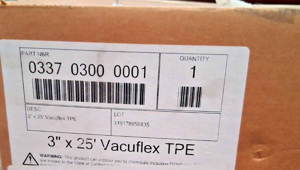 Hi-Tech Duravent Thermoplastic Vacuum Duct Hose 3" ID 7.00 psi 033703000001