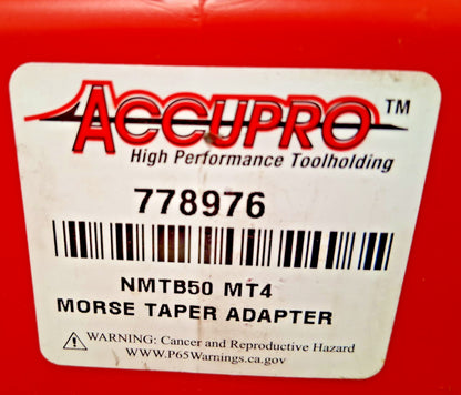 Accupro Morse Taper Adapter 4MT Inside Taper NMTB50 Outside Taper 778976