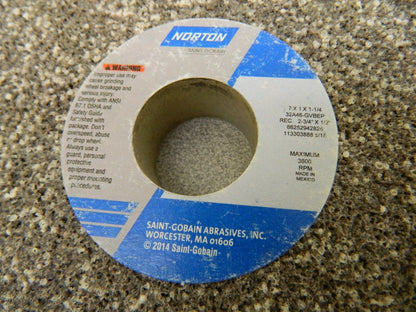 Norton Surface Grinding Wheel 7" Diam 1" Thick G Hardness 46 Grit 6625