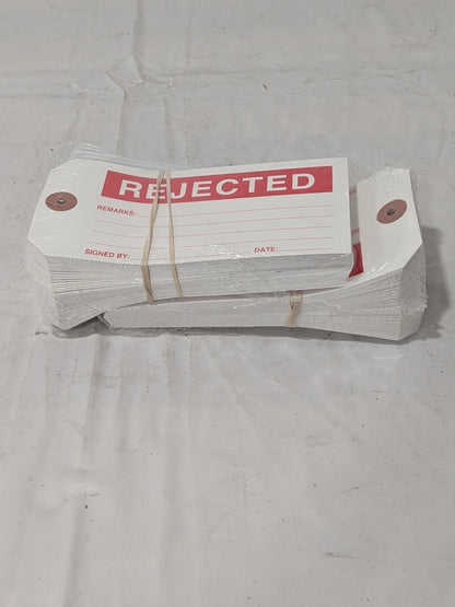 "Rejected" Tag: Rectangle, 2-7/8" High, 6-3/4" Wide, Paperbo