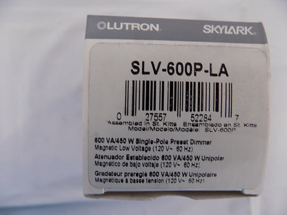 Lutron SLV-600P-LA Skylark 600W Magnetic Low Voltage Single Pole Dimmer