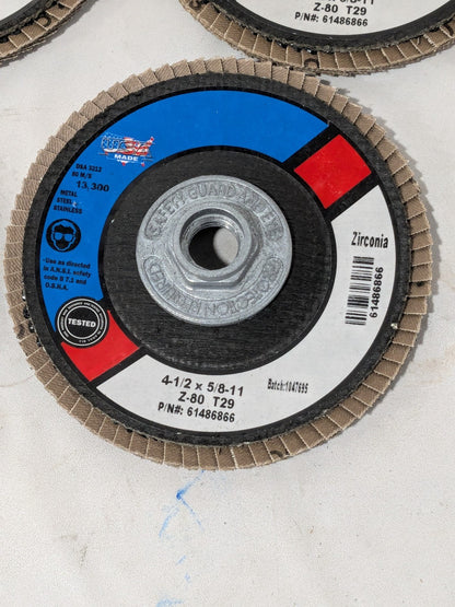 CGW Flap Disc: 4-1/2" Dia, 80 Grit, Zirconia Alumina, Type 29 Qty 5 61486866
