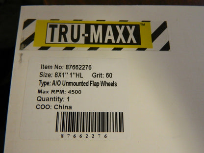 Tru-Maxx 8 x 1" 60 Grit Aluminum Oxide Unmounted Flap Wheel QTY 2 SZUFW8160