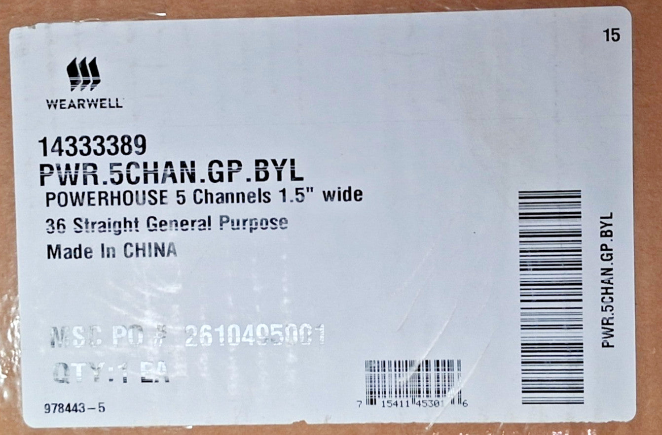 Wearwell Powerhouse 5-Channel Straight Floor Cable Protector PWR.5CHAN.GP.BYL