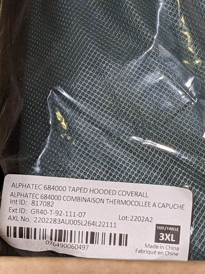 Ansell Microchem Chemical Sz 3XL Qty 4 GR40-T92-111-07 NO MASK
