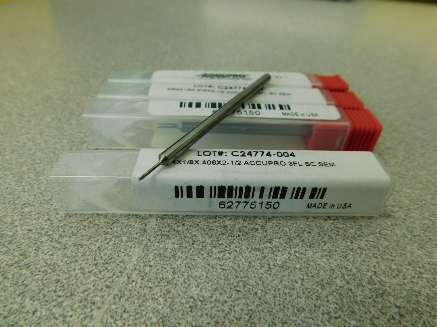Accupro Solid Carbide Square End Mill 5/64", 0.406" LOC 4Pk AP62775150