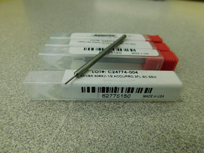 Accupro Solid Carbide Square End Mill 5/64", 0.406" LOC 4Pk AP62775150