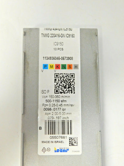 Iscar Carbide Turning Inserts TNMG434-GN Grade IC9150 Qty 10 5507681
