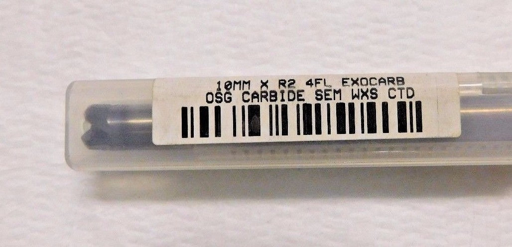 OSG Solid Carbide Corner Radius End Mill 10mm Dia 2mm Rad 4mm LOC 4FL 457010011