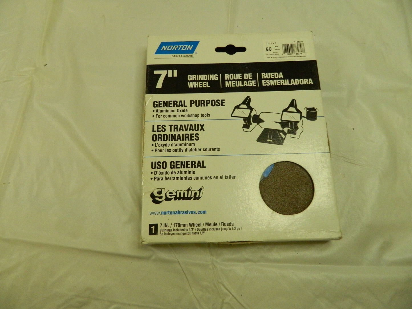 NORTON Bench & Pedestal Grinding Wheel: 7" Dia, 1" Thick,  07660788270