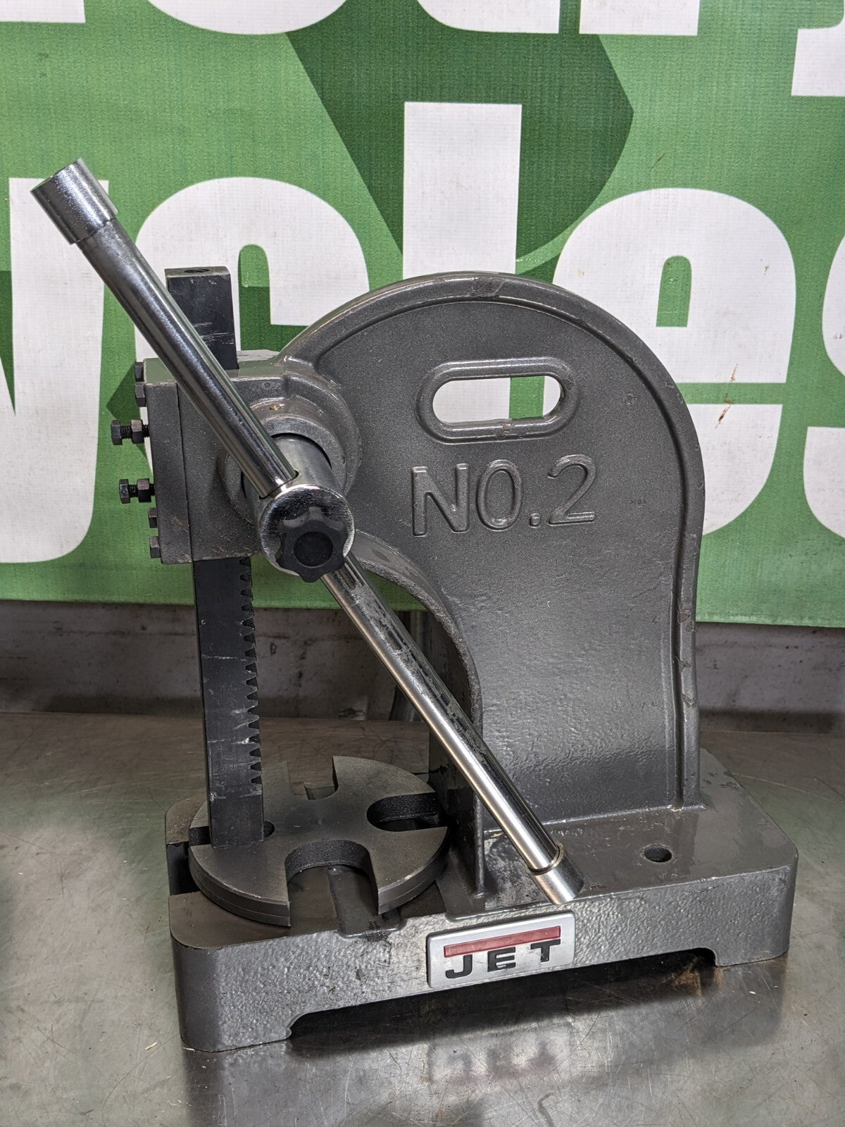 Jet Manual Single Leverage Arbor Press 2 Ton Max Pressure 1/2" Ram 333620 Used
