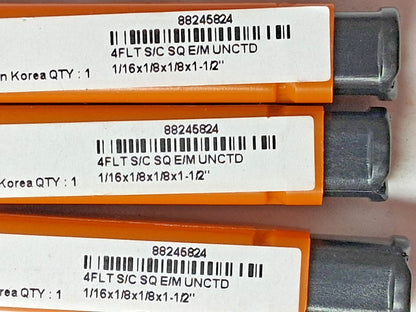 Hertel Square End Mills 3PK 1/16" Dia 1/8" LOC 4Fl 88245824