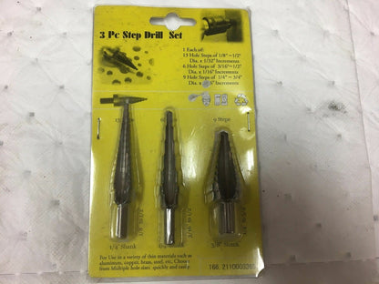 NULINE STEP DRILL SET 3 PC. 1/8"  3/4" QTY 4 166.2110003365