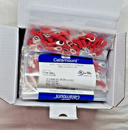 Catamount Circular Ring Terminals PI 22 to 16 AWG QTY500 TV18-10R-L