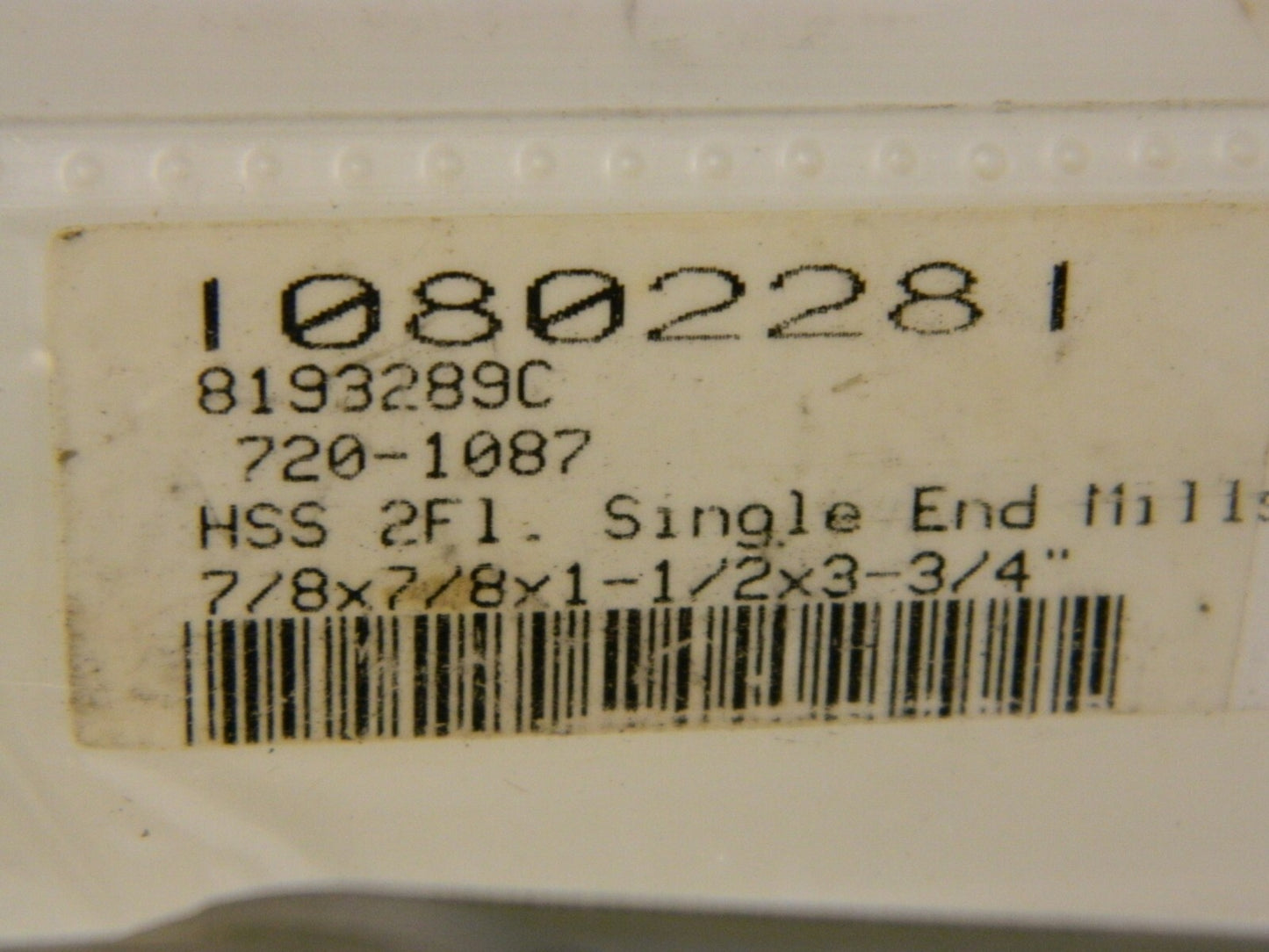 Interstate Single End Mill 7/8" x 1-1/2" x 3-3/4" 2F HSS 720-1087