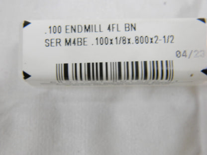 SGS Ball End Mill: 0.1" Dia, 0.8" LOC, 4 Flute, Solid Carbide Qty 3 01002