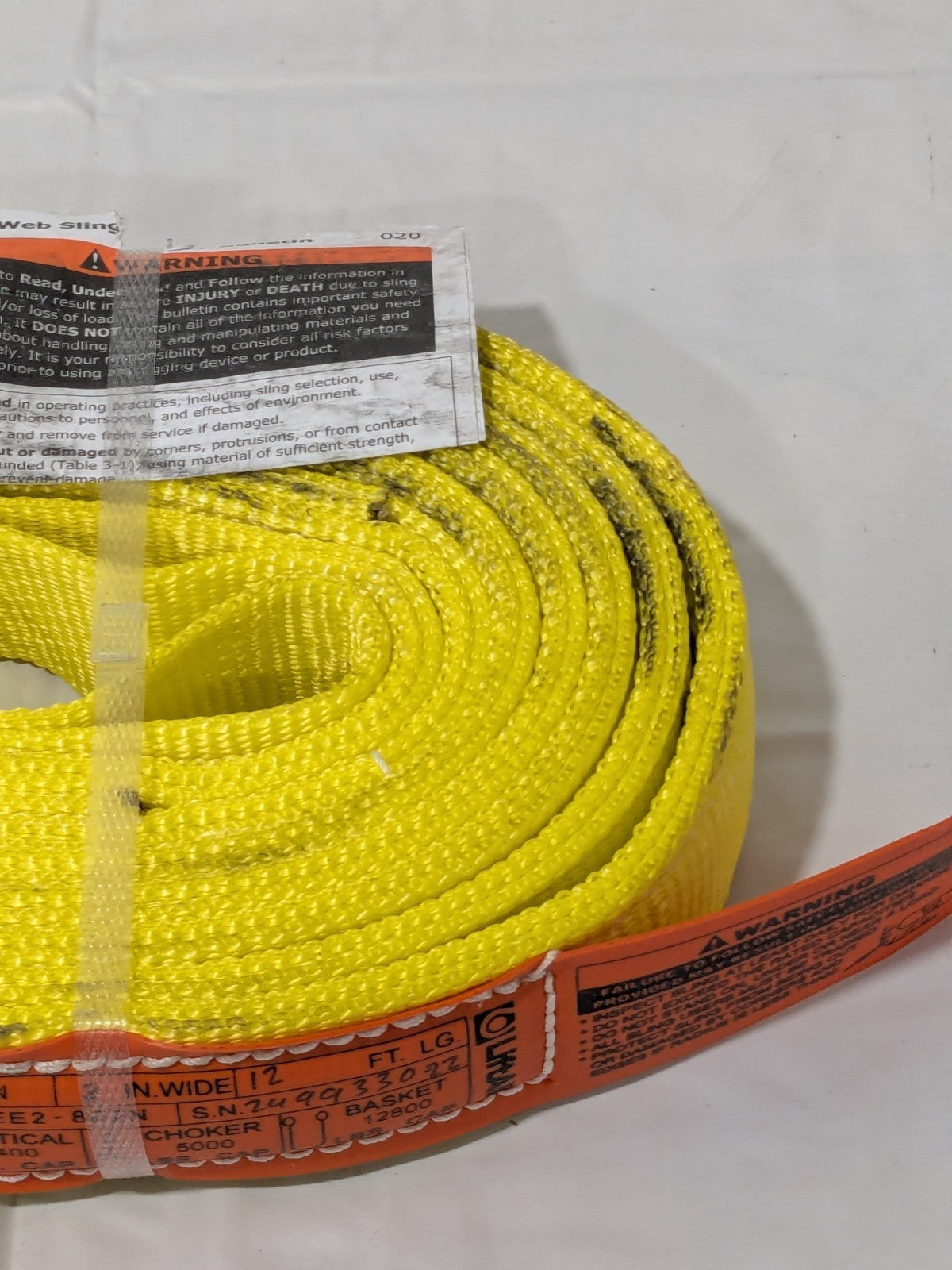Lift-All Flat Eye & Eye, Type 3 Web Sling: 12' Long, 2" Wide EE2802NFX12