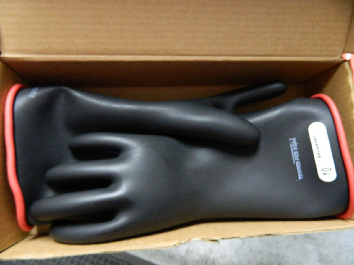 SALISBURY Class 1, Size XL (10), 14" Long, Rubber Lineman's Glove E114RB/10