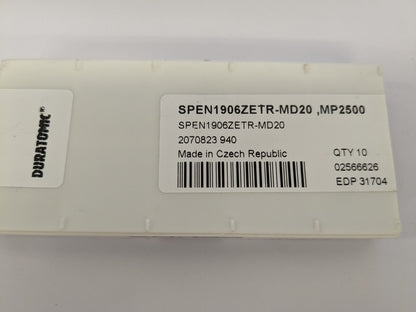SECO Milling Insert: SPEN1906ZETR-MD20 MP2500, Carbide 10pk 02566626