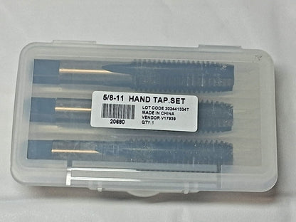 3 pc Tap Set 5/8-11 UNC 4 Fl Bottoming Plug & Tape Steel 20690