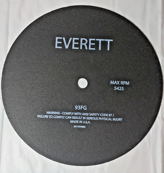 Everett Aluminum Oxide Cutoff Wheel Type 1 (01/41) 10" Dia 3/32"  93FG-10 WET