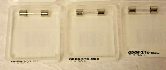 Mersen Time Delay Mini Glass Fuse 250 VAC 6.3 Amp QTY 3 GDG6-3/10