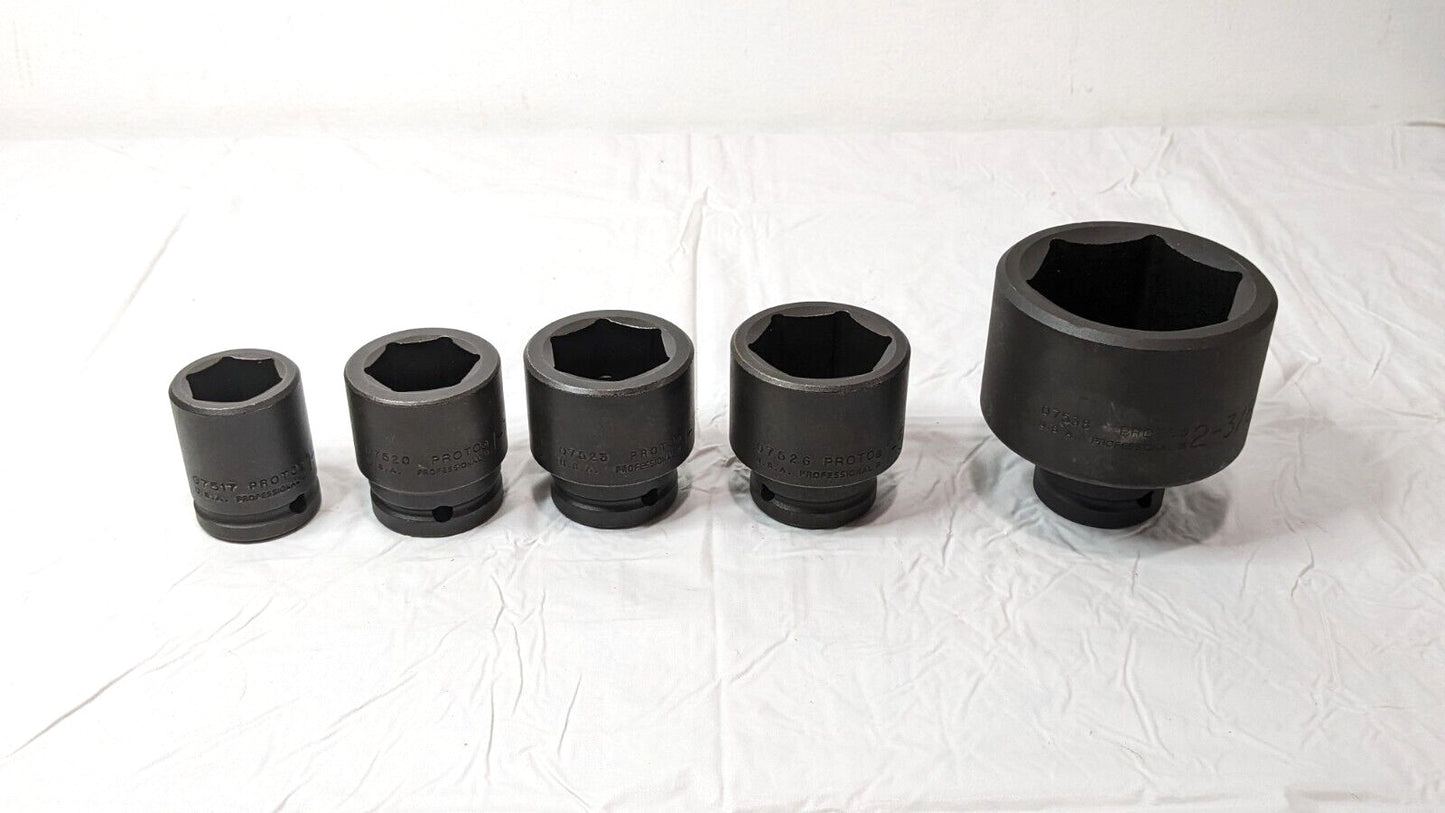 PROTO 5 Piece Socket Set J73104 INCOMPLETE