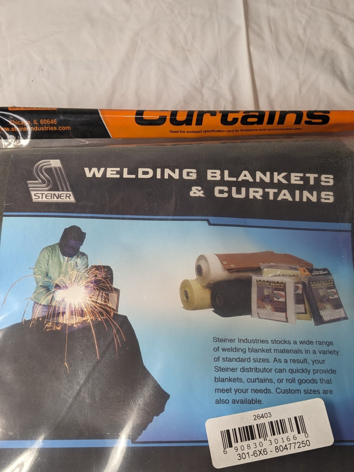 STEINER 6' High x 6' Wide Canvas Welding Curtain Olive, Grommet 301-6X