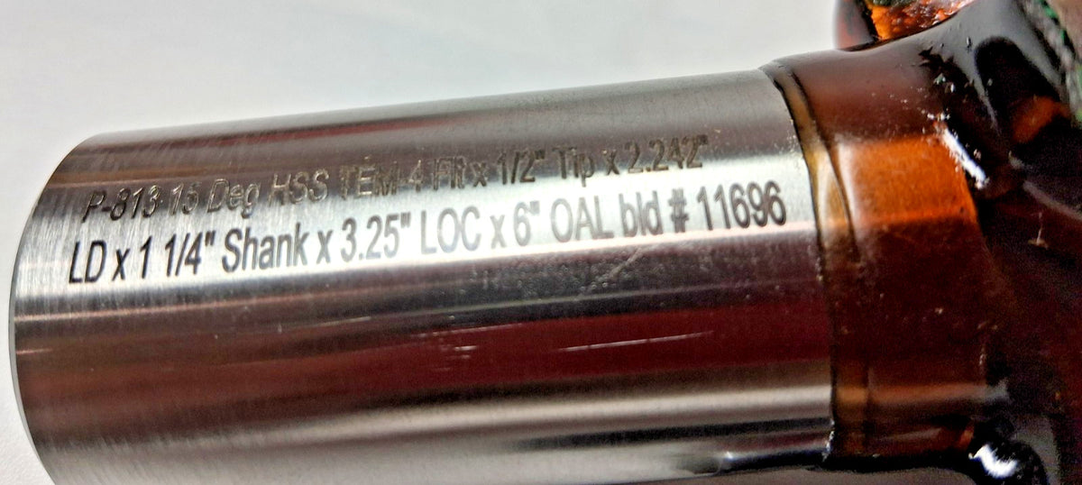 Conical Tapered HSS End Mill 1/2X3-1/4X6 15D 4FL HSS SEM P-813