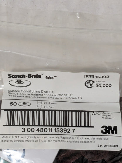 3M Quick-Change Disc: Roloc TR, 1" Dia, Silicon Carbide Bag of 50 7000021280