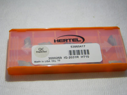 Hertel Carbide Double Grooving Inserts box of 10 IG-2031R Grade HT10 3000259