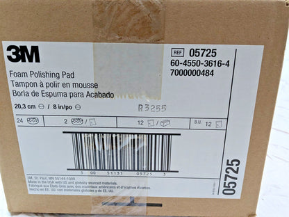 3M Foam Polishing Pads 05725 Single Sided Flat Backed 8" QTY 24 pcs 7000000484