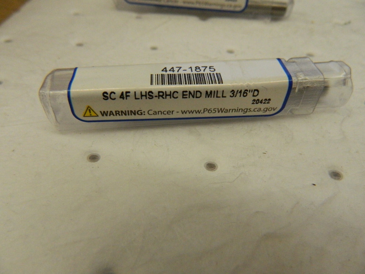 OSG Square End Mill: 3/16" 4 Fl 30 ° Helix qty 3 447-1875