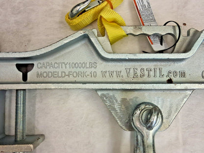 Vestil Forklift Lifting Beam 10000lb Capacity D-FORK-10-SL