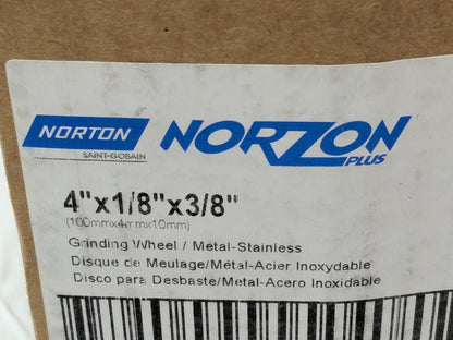 BOX OF 25 Norton NorZon Plus Grinding Wheels SGZ CA 27Type 4x1/8x3/8 66252842004