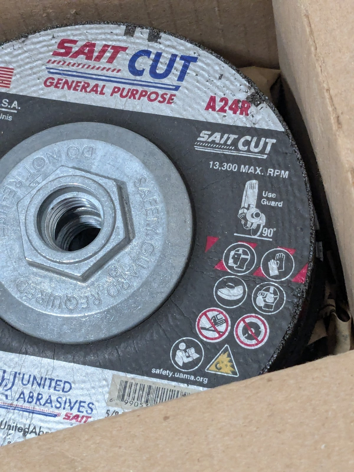 (5) United Abrasives Depressed-Center Wheel 4-1/2" Dia, 3/32" T, 5/8-11 H 22120
